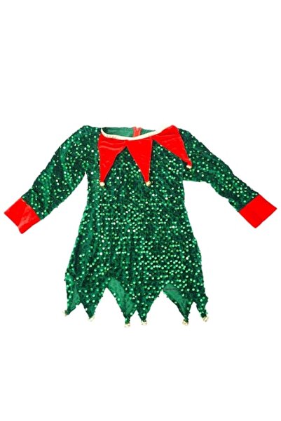GOLD MARKET Costum de elf, catifea cu paiete, fată, 10-13 ani, verde strălucitor