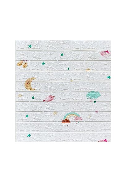 GOLD MARKET Set of 10 Self-Adhesive 3D Wallpaper Panels, Brick Effect, Waterproof, 70 x 77 cm, White