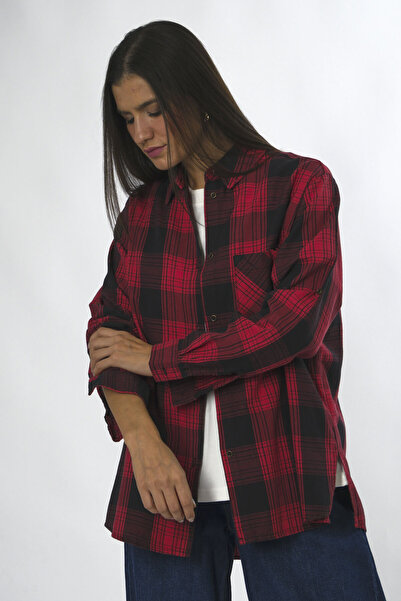 ABBRA Kadın %100 Pamuk Ekoseli Gömlek