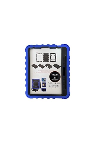 OEM Hard silicone case with strap & stand for iPad Air 4 (2020) and iPad Pro 11 (2018) - Blue