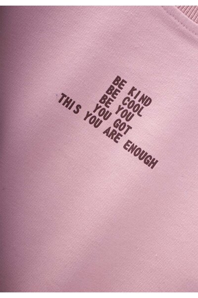 Cigit Basic Printed Tracksuit Set 2-7 Years Pink