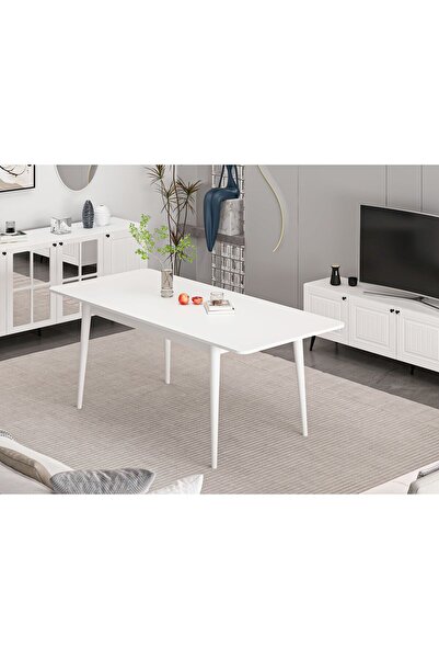 Minar Kale İlkbahar Açılır Yemek Masası Beyaz/Beyaz