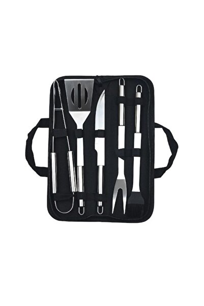 GOLD MARKET Set de 5 ustensile pentru grătar, oțel inoxidabil cu geantă, argintiu S