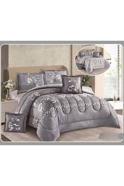 smart home Double-sided winter bedspread (velvet side and fur side) Filled bedspread, 6-piece set, 250x230cm