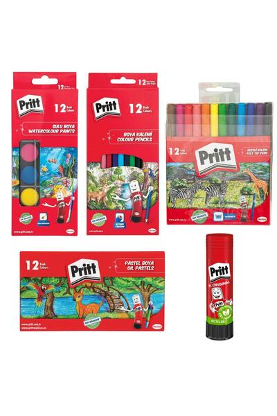 Glanart Boya Seti Kuru Sulu Pastel Keçeli ve 43 Gr Stick Yapıştırıcı Kırtasiy...