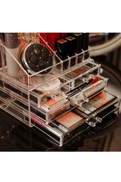 Ella Home Organizator modular pentru cosmetice cu 4 sertare, transparent, 22,5x13,5x18cm