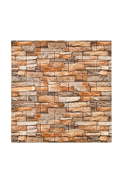 GOLD MARKET Set 10 Self-Adhesive 3D Wallpaper Panels, Brick Imitation, Waterproof, 70 x 70 cm, Rust