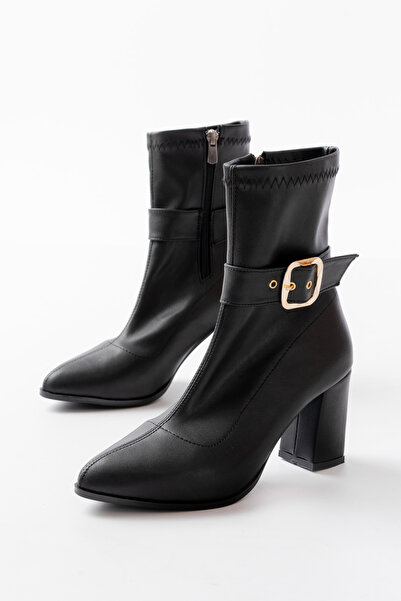 Alphus Hco Topuklu Tokalı Sivri Burun Kadın Streç Bot