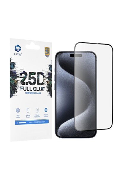 OEM Προστατευτικό οθόνης για iPhone 15 Pro, 2.5D FullGlue Glass, C65, Μαύρο