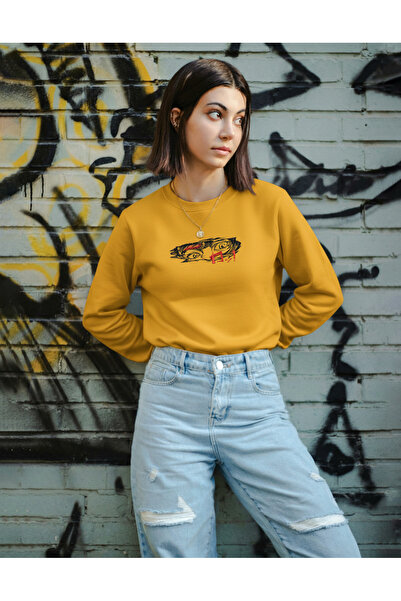 Store Unisex Oversize Uzun Kollu Anime Nakışlı Sweatshirt