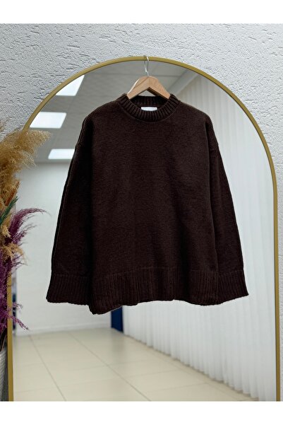 BENAHOLL Ferera Knitted Sweater with Ribbed Sleeves and Bottom - Zi̇6213 Brown