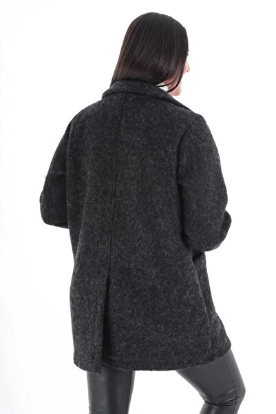 Roxxlen Plus Size Short Felt Coat with Pockets