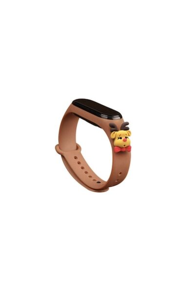 OEM Silicone fitness band for Xiaomi Mi Band 3 & 4 - brown reindeer design