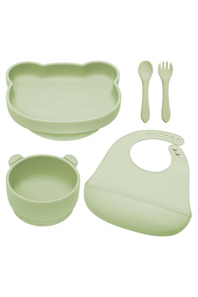 APPEKIDS 5-dielna silikónová diverzifikačná sada, Panda Raw Green