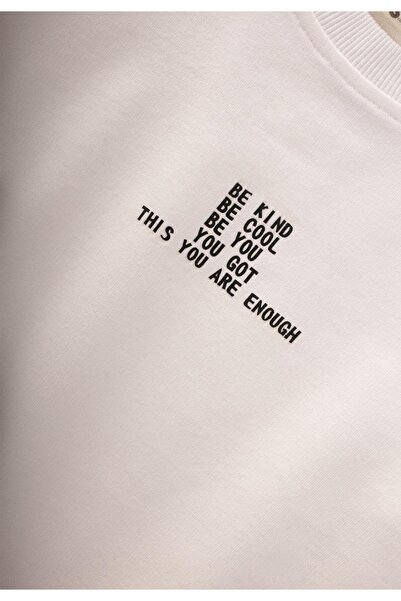 Cigit Basic Printed Tracksuit Set 2-7 Years Off-White