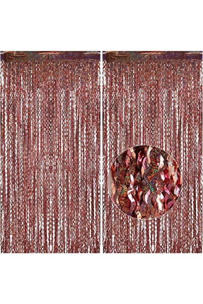 kidspartim Ornament de fundal metalizat cu hologramă ondulată, aur roz, 100x2...