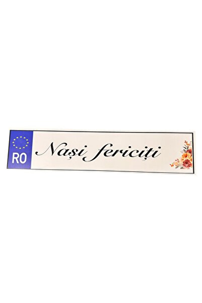 OEM Placuta numere masina pentru nunta Nasi fericiti, 52x12cm, MDF
