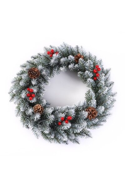 GOLD MARKET Coroană de Crăciun decorată cu conuri și merișoare, brad artificial, 50 cm, White Nature