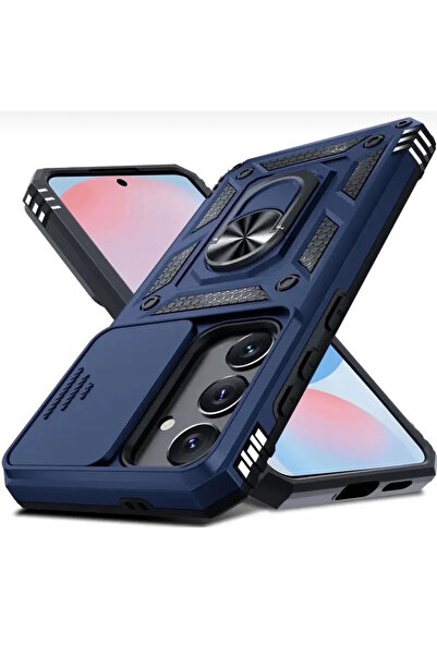 m.tk moveteck Samsung Galaxy S25 Fe Kılıf Kamera Korumalı Sürgülü Yüzüklü Armor Military Tank Kızaklı Kapak