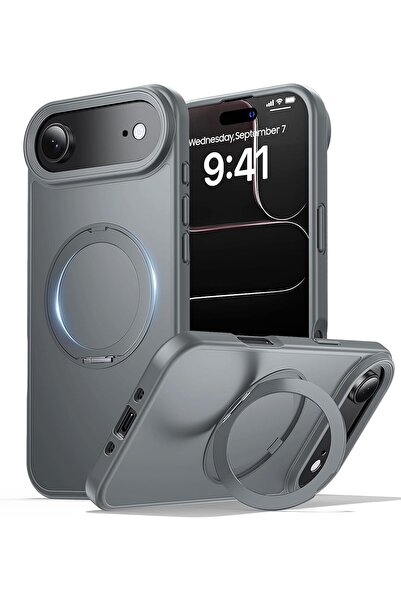 m.tk moveteck Apple iPhone 17 Air Kılıf Magsafe Halkalı 360 Dönebilen Yüzüklü...