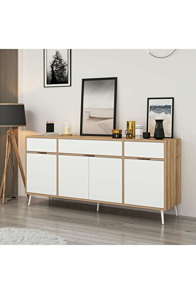 Minar Elina Ayaklı Konsol - Dore/Beyaz