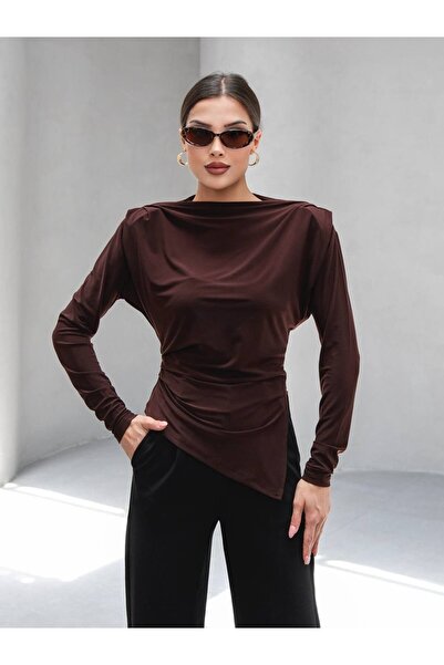 cemo ASIMETRIK KESIM VATKALI BLUZ