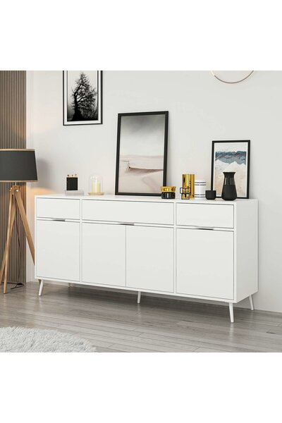 Minar Elina Ayaklı Konsol - Beyaz/Beyaz