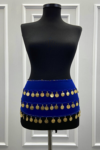 ZEYMERADE Saks Mavi Gold Şakira Oryantal Dansöz Dans Kemeri Pullu Zilli Kına ...