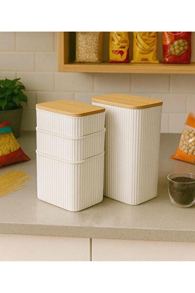 origa مجموعة حاويات تخزين كومبو 1 مع أغطية من الخيزران (2 لتر + 1 لتر + 2 × 0...