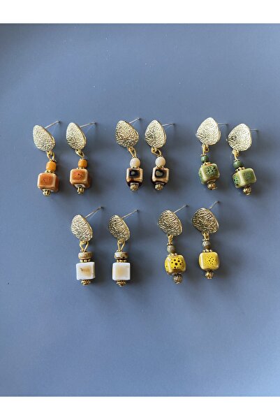 dela otantik Ceramic Beaded Women's Earrings – Handmade Bohemian Dangle Earrings - Colorful Authentic Bijouterie Jewelry