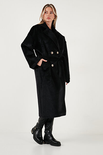 Lela Oversize Double Breasted Collar Soft Textured Long Trench Coat Trench Coat 6839610