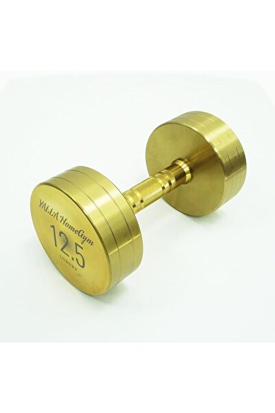 YALLA HomeGym دمبل دائري فاخر باللون الذهبي، وزن 12.5 كجم، إصدار حصري، للتدري...