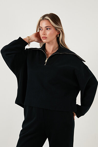 Lela Set de tricotaje din bumbac, cu supradimensionat picioare, cu jumătate de fermoar, cu mâneci lungi, SET 68351218