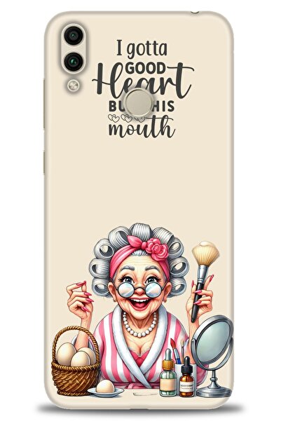 Rulet Aksesuar غطاء متوافق مع هاتف هواوي هونر 8C HD مطبوع + واقي شاشة سيراميك...