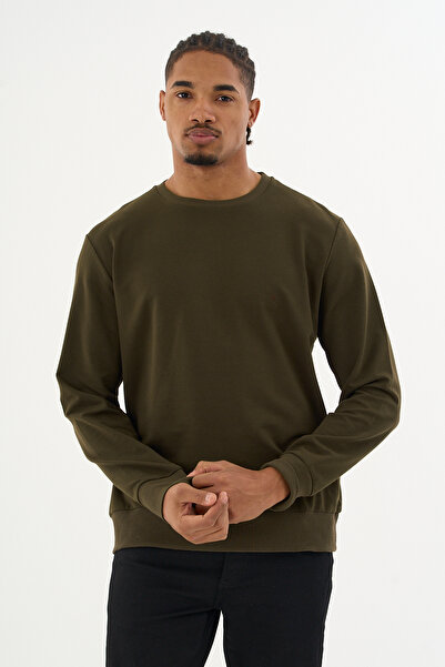 Superlife Süperlife Men's Gray Crew Neck Ribbed Regular Fit Sweatshirt Spr26Swk930