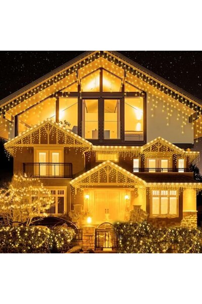 OEM Christmas Icicle Curtain Lights with Flash, 23.5m, 500 LEDs, Warm White, Waterproof, Interconnectabl