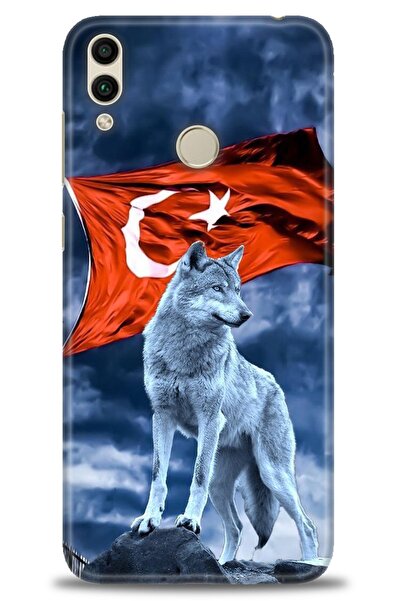 Rulet Aksesuar غطاء متوافق مع هاتف هواوي هونر 8C HD مطبوع + واقي شاشة سيراميك...