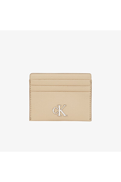 Calvin Klein Minimal Monogram Cardcase 6Cc Kadın Bej Cüzdan