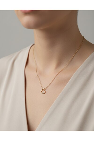 Rua Jewelry Steel Italian Classic Chain Heart Necklace Gold Color |   Non-Tarnishing, Unisex, 2 Years Warranty