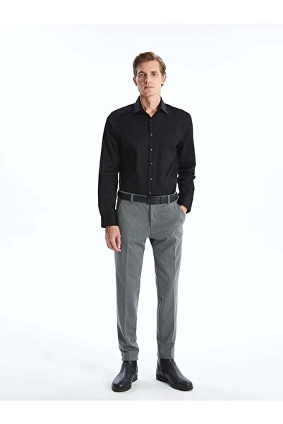 LC Waikiki Cămașă pentru bărbați LCWAIKIKI Formal Black slim fit cu mâneci lungi din gabardină