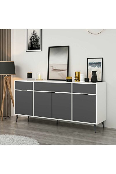 Minar Elina Ayaklı Konsol - Beyaz/Antrasit