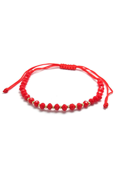 Bijolin Gold Bracelet with 10 2mm 14k gold beads and round red crystals