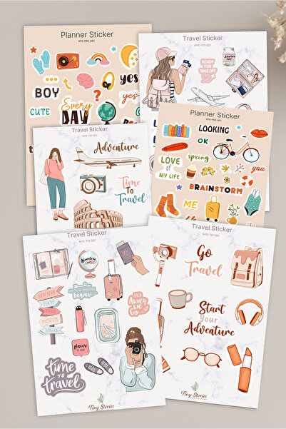 tinystoriestr مجموعة ملصقات السفر - 6 صفحات / سكرابوك