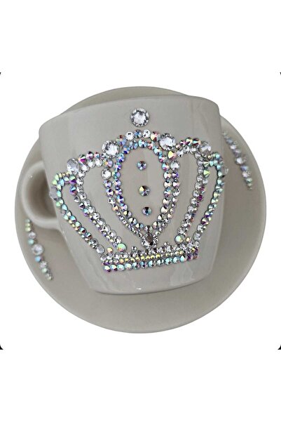 by Alexandra Vacarusi Ceasca cu farfurie personalizata cu Cristale Swarovski ,crem,cadou,