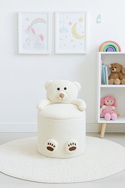 WEBPANYA MOBİLYA Geniş Saklama Alanlı Pofidik Oyuncak Kutusu Çocuk Puf Koltuk...