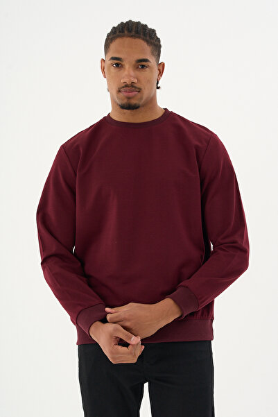 Superlife Süperlife Men's Gray Crew Neck Ribbed Regular Fit Sweatshirt Spr26Swk930