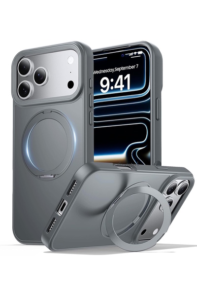 m.tk moveteck iPhone 17 Pro Max Kılıf Magsafe Halkalı 360 Dönebilen Yüzüklü S...