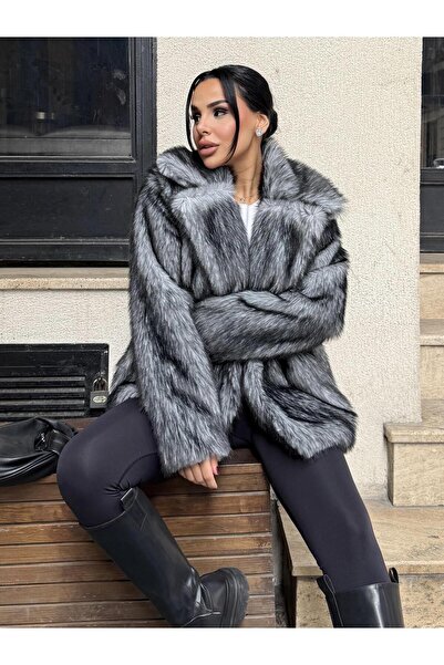 bykadriyeyılmaz Furora Erkek Yaka Suni Kürk Siyah Kırçıllı