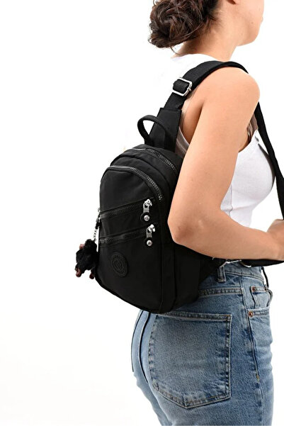 Sanmorris Black Unisex Crinkle Fabric Body Bag with Accessories Free Bag Daily Sports Cross Shoulder Bag