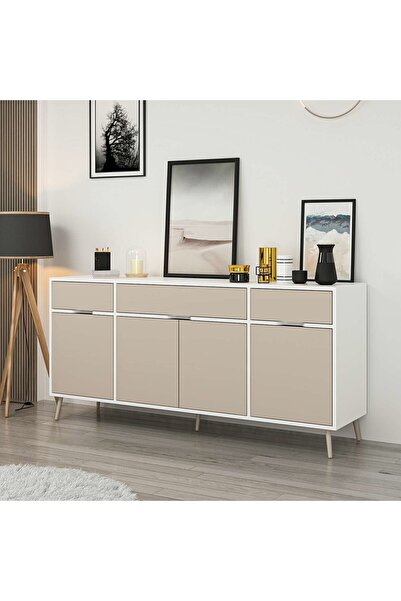 Minar Elina Ayaklı Konsol - Beyaz/Kumtaşı